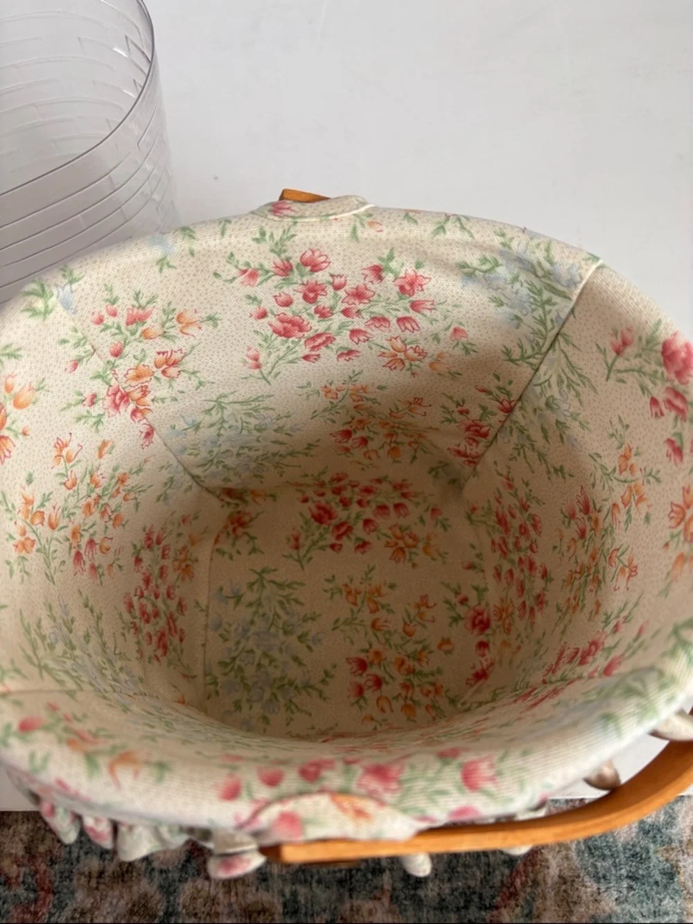 Longaberger 2001 Mother’s Day Vintage Blossoms Basket w plastic and floral liner